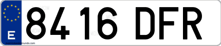 Ejemplo de matrícula de coche ordinaria 8416 DFR