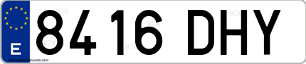 Ejemplo de matrícula de coche ordinaria 8416 DHY