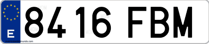 Ejemplo de matrícula de coche ordinaria 8416 FBM