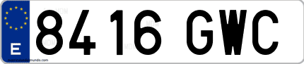 Ejemplo de matrícula de coche ordinaria 8416 GWC