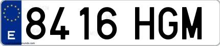 Ejemplo de matrícula española 8416 HGM