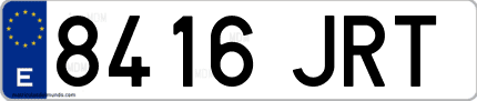 Ejemplo de matrícula de coche ordinaria 8416 JRT