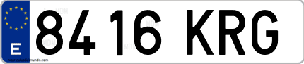 Ejemplo de matrícula de coche ordinaria 8416 KRG