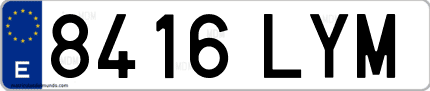 Ejemplo de matrícula de coche ordinaria 8416 LYM