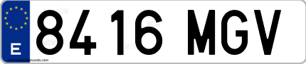 Ejemplo de matrícula de coche ordinaria 8416 MGV