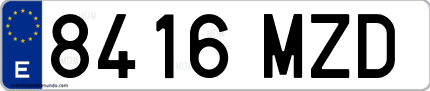 Ejemplo de matrícula de coche ordinaria 8416 MZD