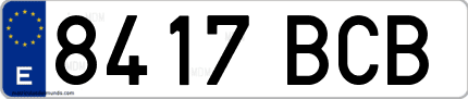 Ejemplo de matrícula de coche ordinaria 8417 BCB