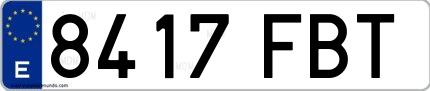 Ejemplo de matrícula española 8417 FBT