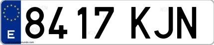 Ejemplo de matrícula española 8417 KJN