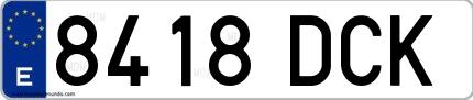 Ejemplo de matrícula de coche ordinaria 8418 DCK