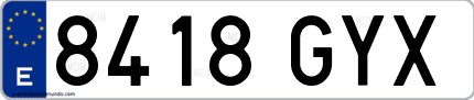Ejemplo de matrícula de coche ordinaria 8418 GYX