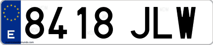 Ejemplo de matrícula de coche ordinaria 8418 JLW