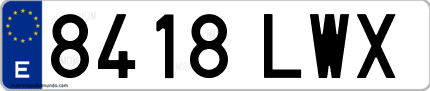 Ejemplo de matrícula de coche ordinaria 8418 LWX