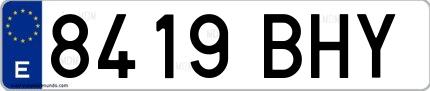 Ejemplo de matrícula española 8419 BHY