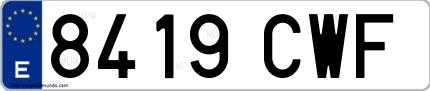 Ejemplo de matrícula española 8419 CWF