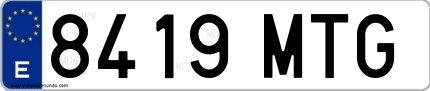 Ejemplo de matrícula española 8419 MTG