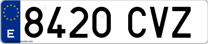 Ejemplo de matrícula de coche ordinaria 8420 CVZ