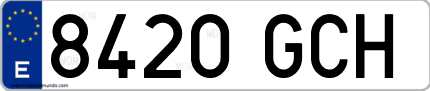 Ejemplo de matrícula de coche ordinaria 8420 GCH