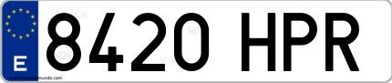 Ejemplo de matrícula española 8420 HPR