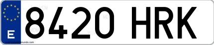 Ejemplo de matrícula española 8420 HRK