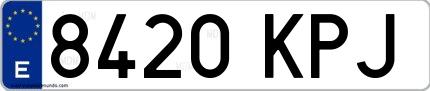 Ejemplo de matrícula española 8420 KPJ