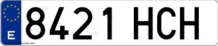 Ejemplo de matrícula española 8421 HCH