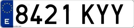 Ejemplo de matrícula española 8421 KYY