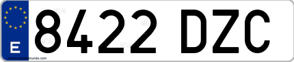 Ejemplo de matrícula de coche ordinaria 8422 DZC