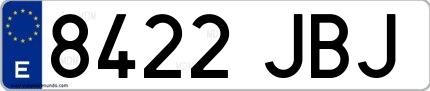 Ejemplo de matrícula española 8422 JBJ