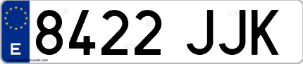 Ejemplo de matrícula de coche ordinaria 8422 JJK