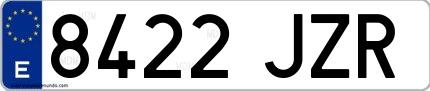 Ejemplo de matrícula española 8422 JZR