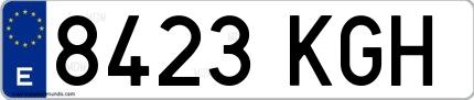 Ejemplo de matrícula española 8423 KGH