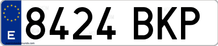 Ejemplo de matrícula de coche ordinaria 8424 BKP