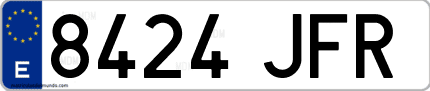 Ejemplo de matrícula de coche ordinaria 8424 JFR