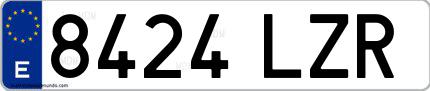 Ejemplo de matrícula española 8424 LZR