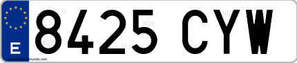 Ejemplo de matrícula de coche ordinaria 8425 CYW
