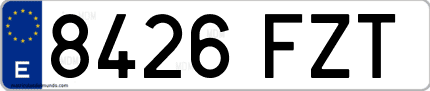 Ejemplo de matrícula de coche ordinaria 8426 FZT