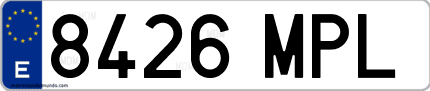 Ejemplo de matrícula de coche ordinaria 8426 MPL