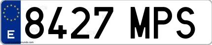 Ejemplo de matrícula española 8427 MPS