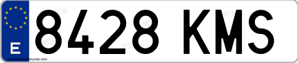 Ejemplo de matrícula de coche ordinaria 8428 KMS