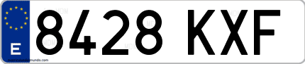 Ejemplo de matrícula de coche ordinaria 8428 KXF