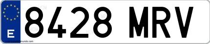 Ejemplo de matrícula española 8428 MRV