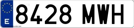Ejemplo de matrícula española 8428 MWH