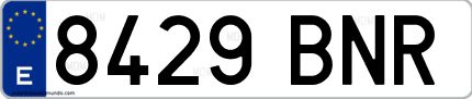 Ejemplo de matrícula de coche ordinaria 8429 BNR