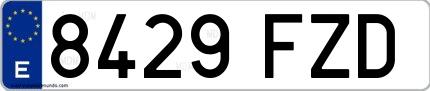 Ejemplo de matrícula española 8429 FZD