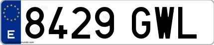 Ejemplo de matrícula española 8429 GWL