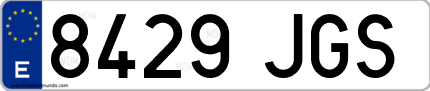 Ejemplo de matrícula de coche ordinaria 8429 JGS