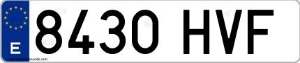 Ejemplo de matrícula española 8430 HVF