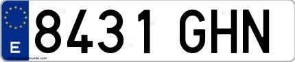 Ejemplo de matrícula española 8431 GHN
