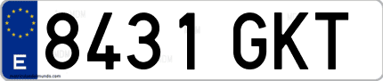 Ejemplo de matrícula de coche ordinaria 8431 GKT